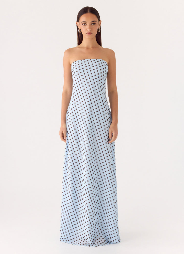 Chaniva Maxi Dress Blue Mocha Dot
