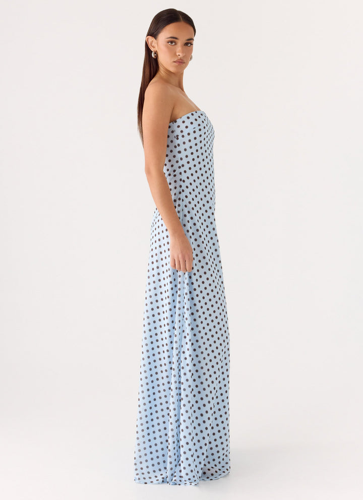 Chaniva Maxi Dress Blue Mocha Dot