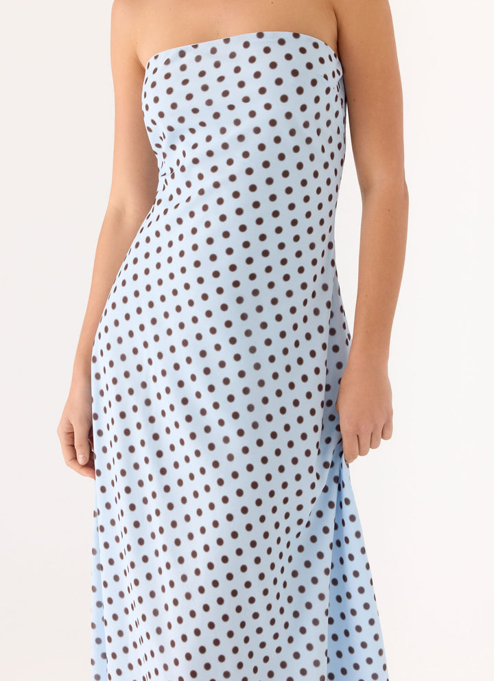 Chaniva Maxi Dress Blue Mocha Dot