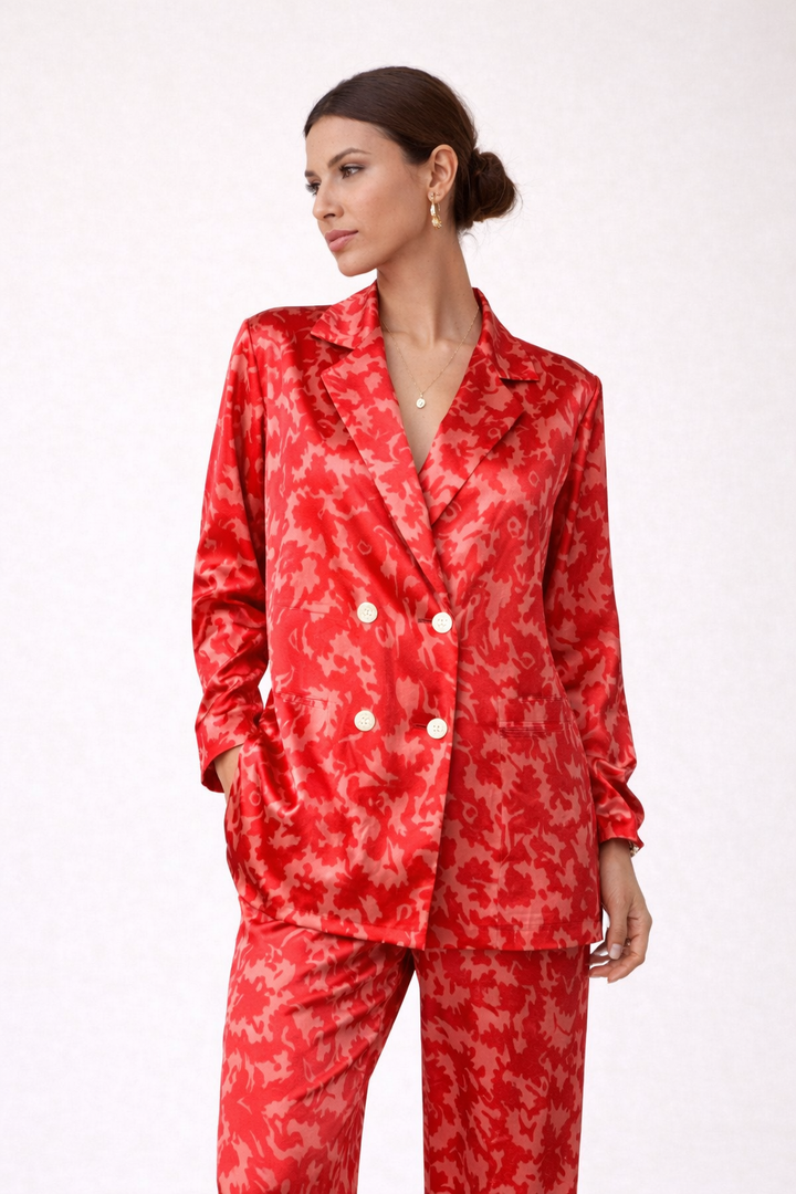 Women’s Crossed Blazer with Notched Lapels in Straight Cut