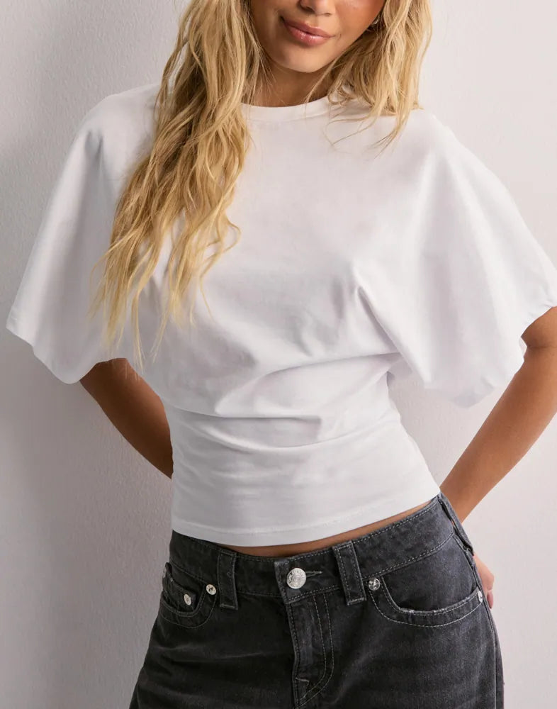 Duttini | Cinched Waist Cropped T-Shirt