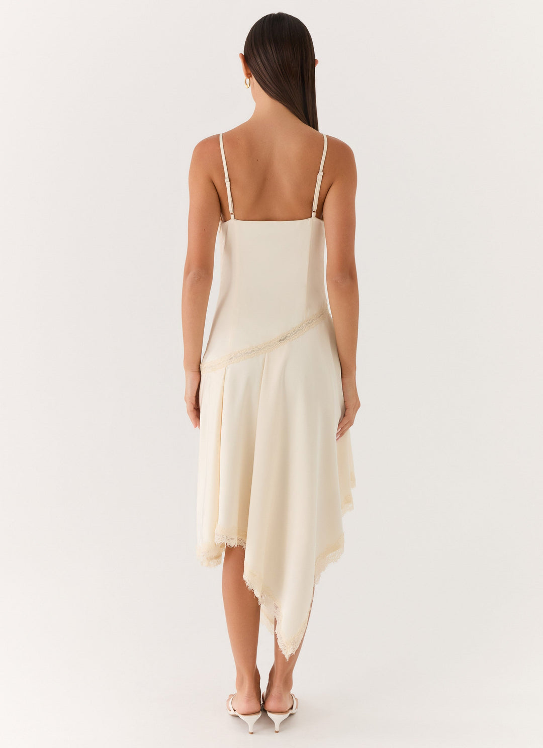 Cleosa Asymmetrical Midi Dress White