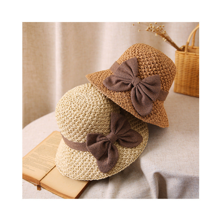 Women's Handcrafted Sun Hat | Elegant Wide-Brim Vintage Bow Sun Hat