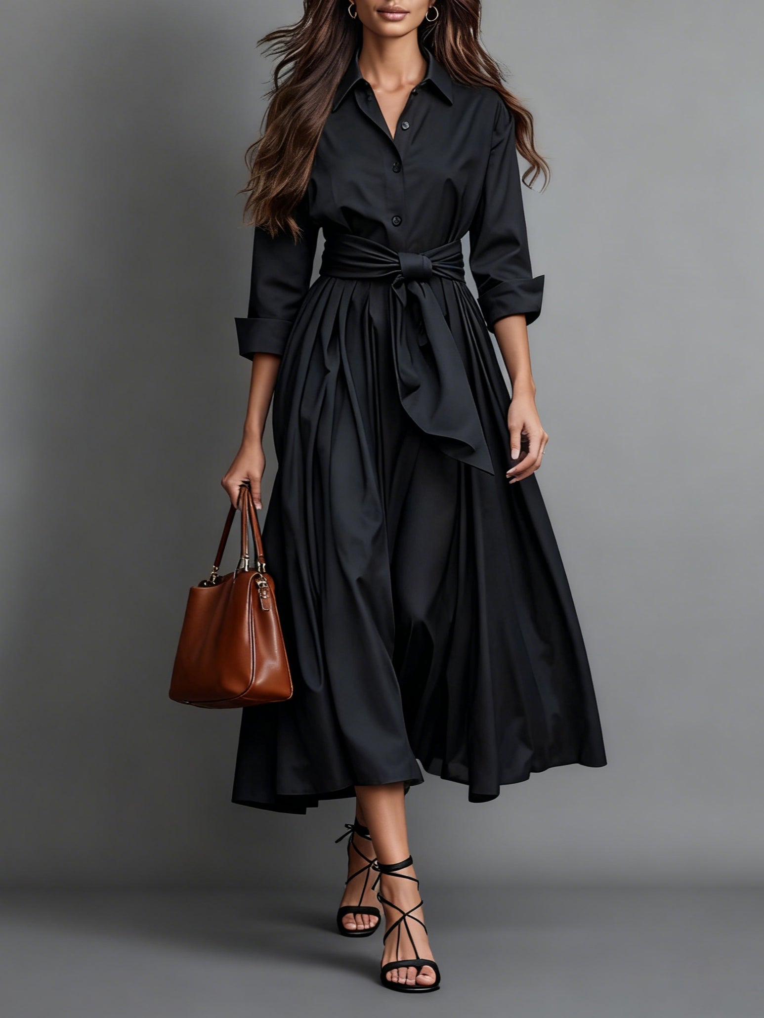 Dress | A-Line Midi Shirt Dress | Elegant | Comfortable