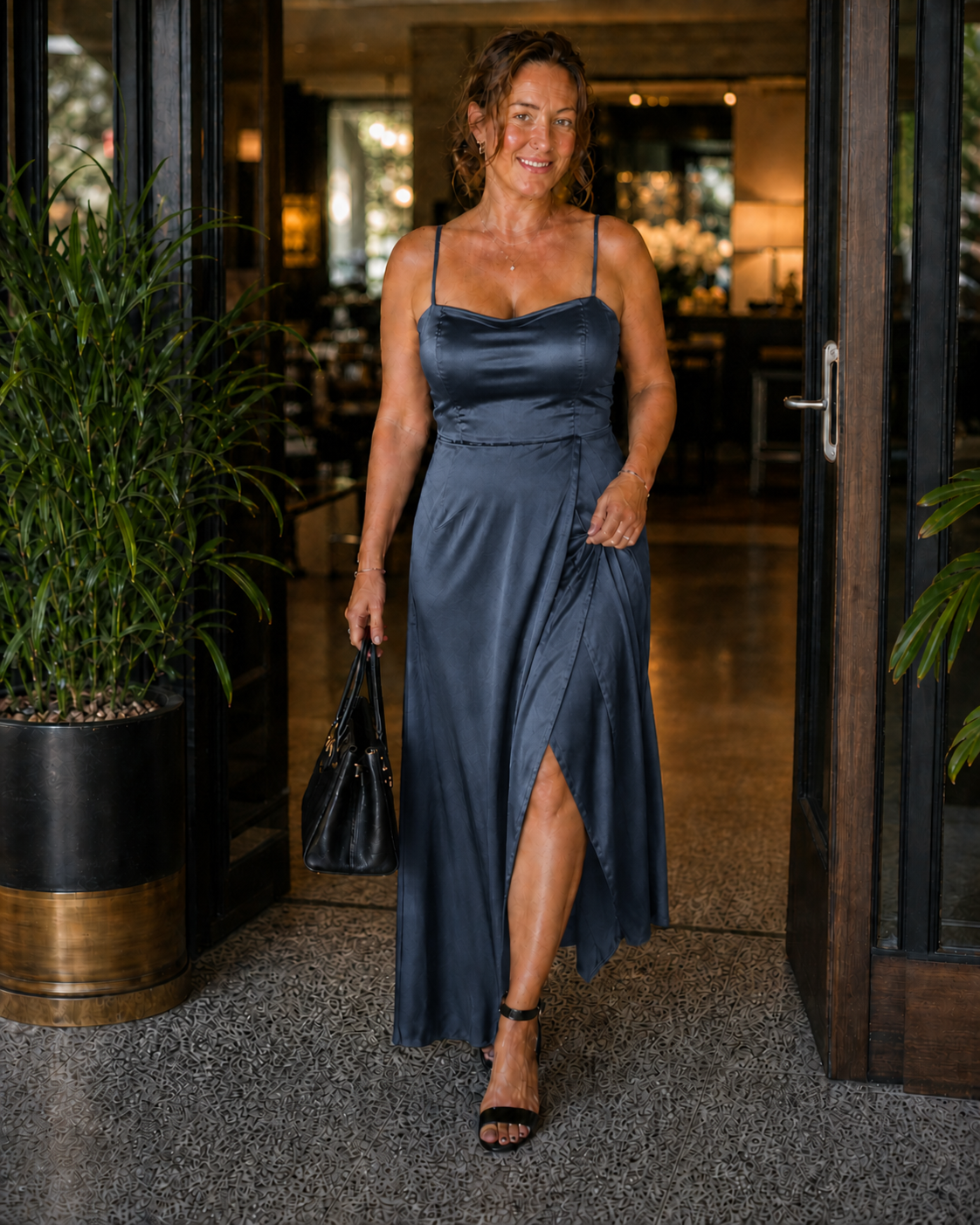 Dress | Flowing Cut Summer Dress | Elegant Chic Style with Slit