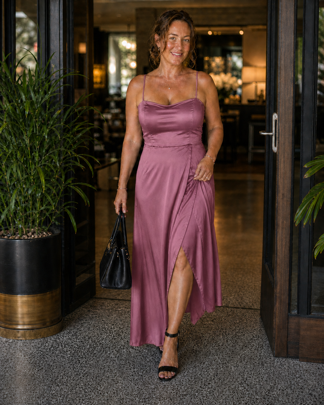 Dress | Flowing Cut Summer Dress | Elegant Chic Style with Slit
