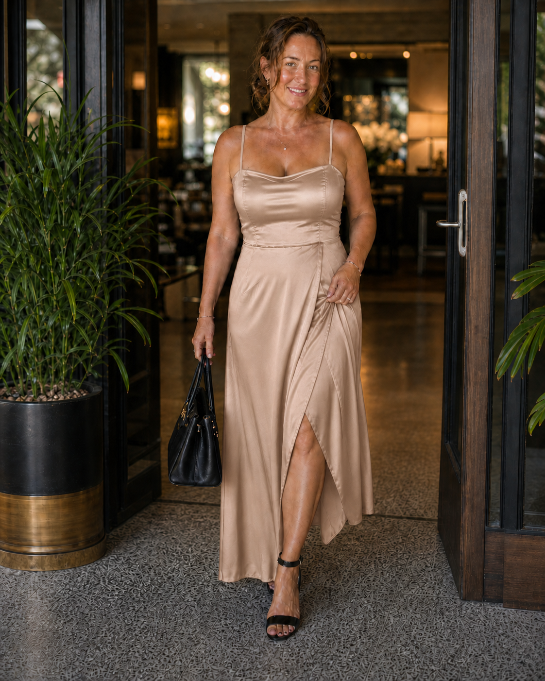 Dress | Flowing Cut Summer Dress | Elegant Chic Style with Slit