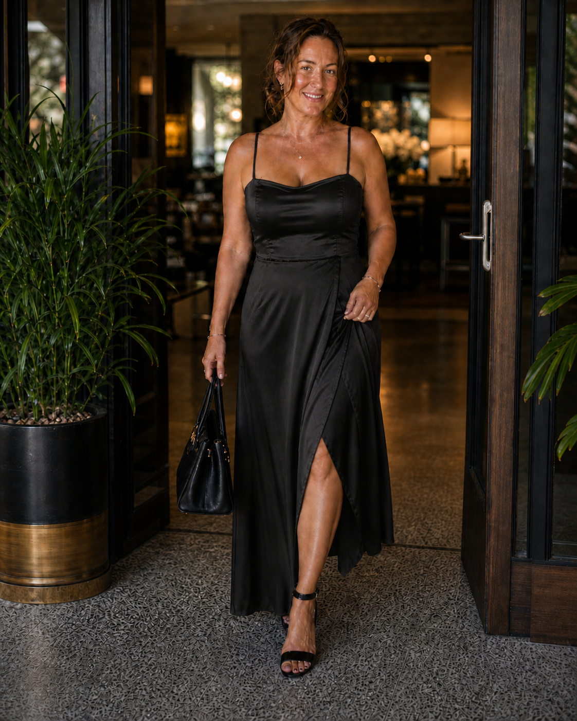 Dress | Flowing Cut Summer Dress | Elegant Chic Style with Slit