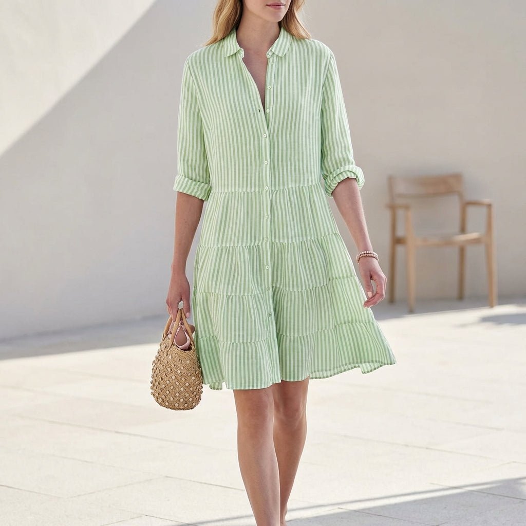 Dresses | Tiered Mini Dress | Classic Collared Button-Front | Relaxed Fit | Effortless Style
