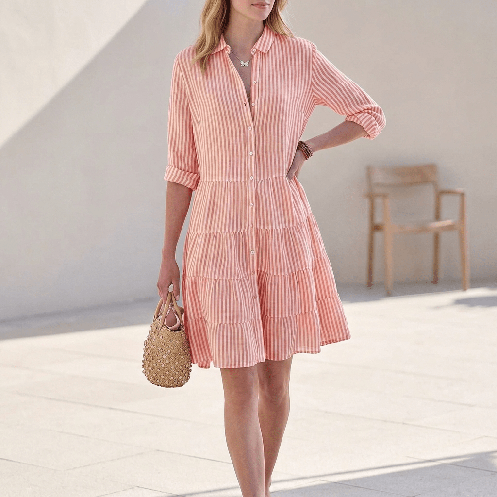Dresses | Tiered Mini Dress | Classic Collared Button-Front | Relaxed Fit | Effortless Style