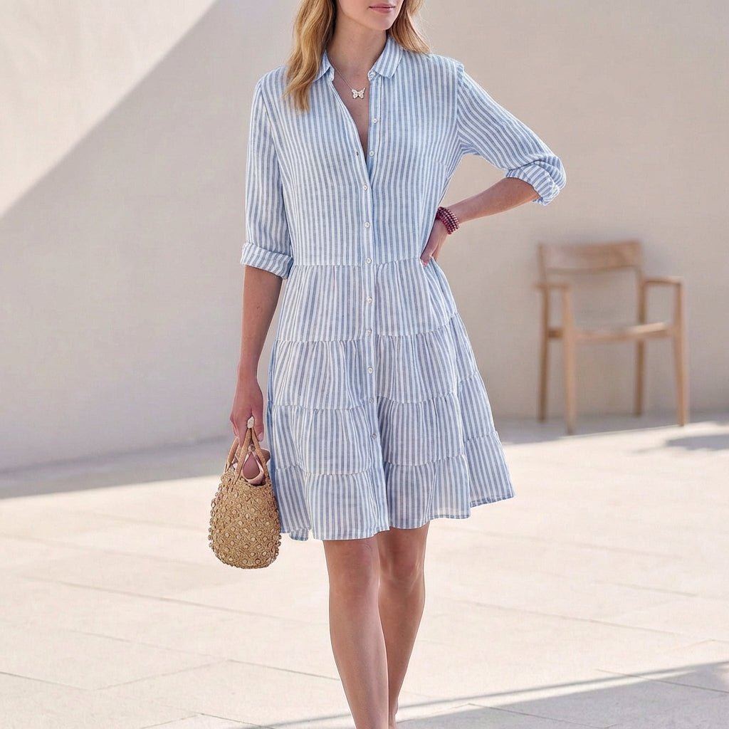 Dresses | Tiered Mini Dress | Classic Collared Button-Front | Relaxed Fit | Effortless Style