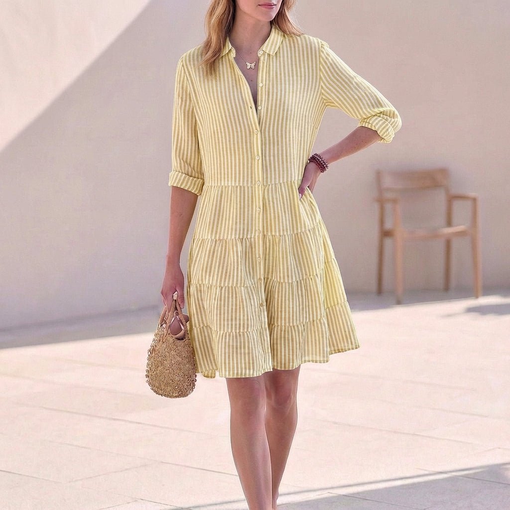 Dresses | Tiered Mini Dress | Classic Collared Button-Front | Relaxed Fit | Effortless Style