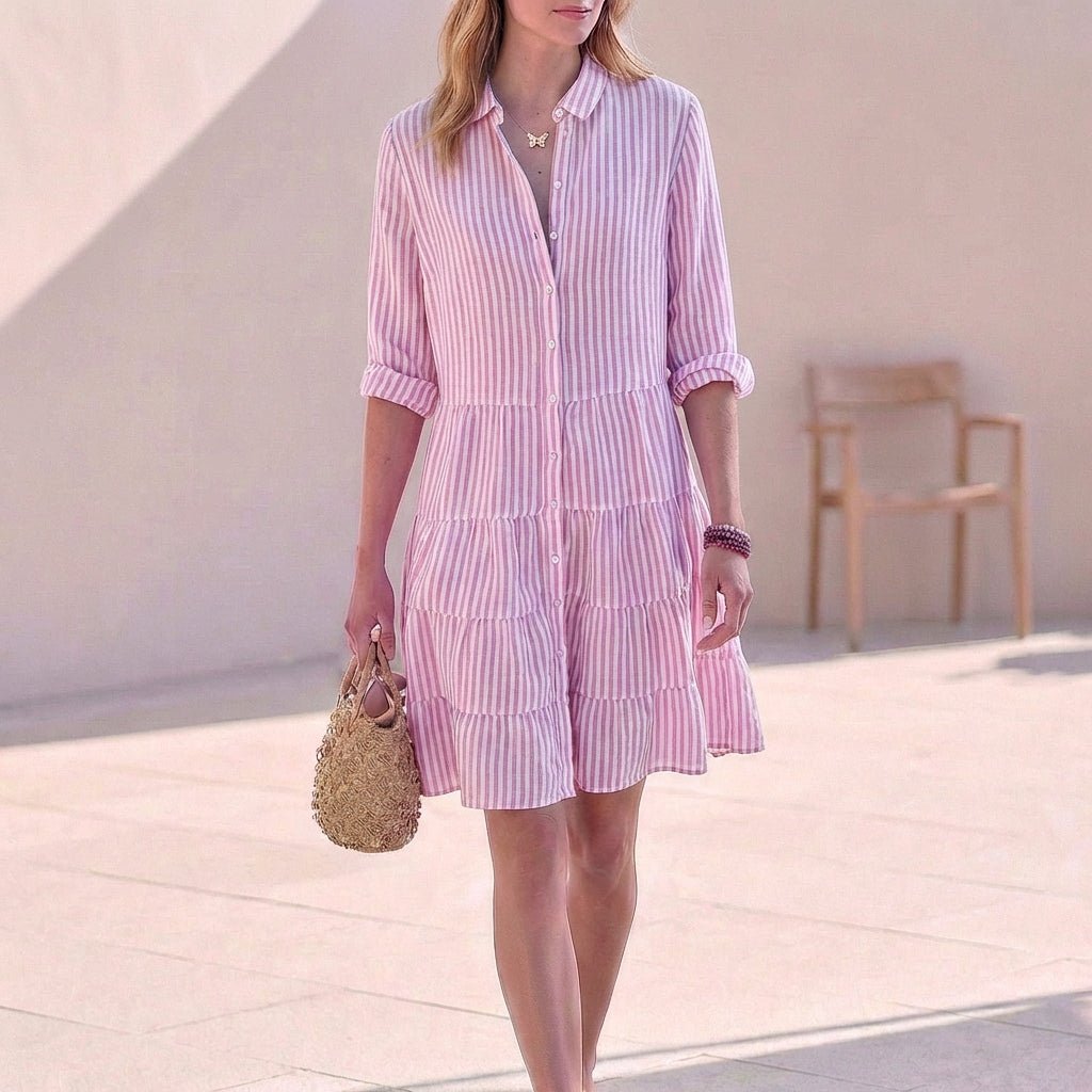 Dresses | Tiered Mini Dress | Classic Collared Button-Front | Relaxed Fit | Effortless Style