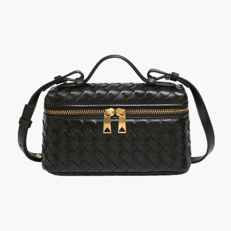 Top Handle Woven Faux Suede Bag