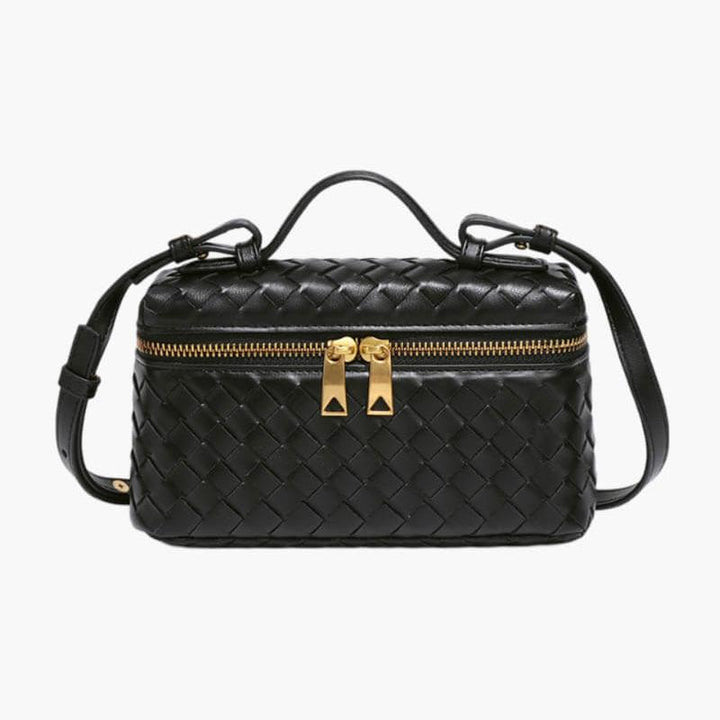 Top Handle Woven Faux Suede Bag