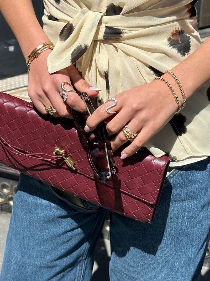 Woven Faux Suede Knot Bag