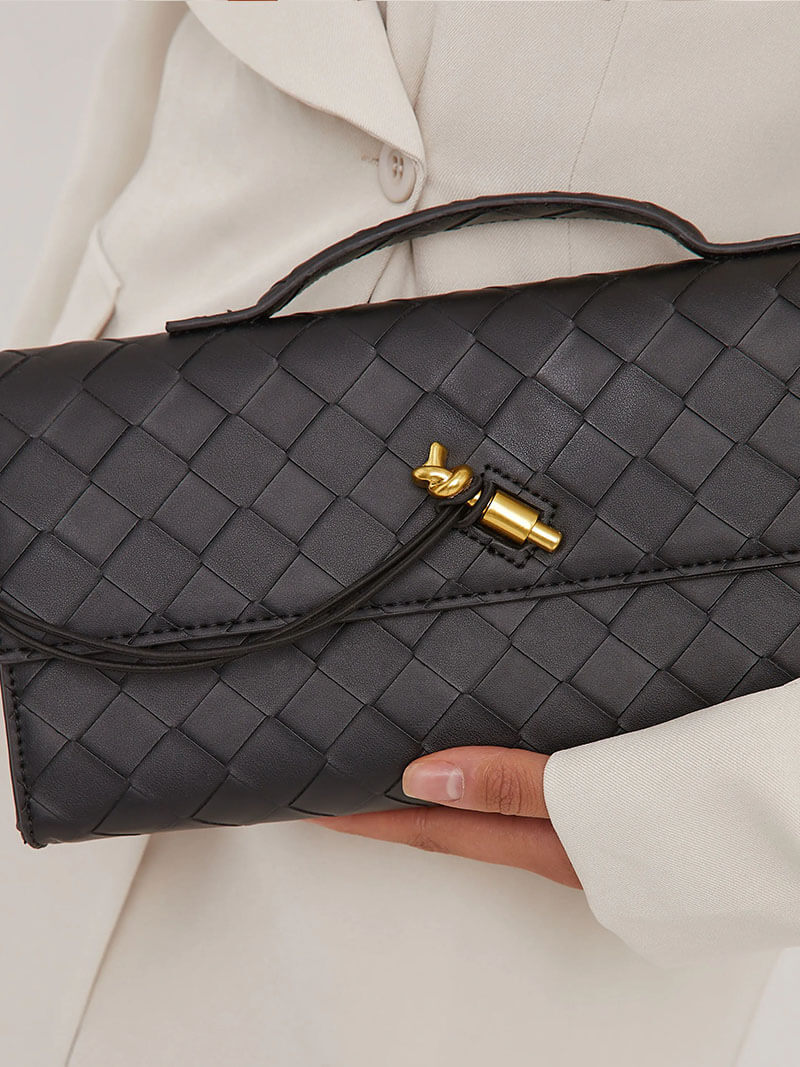 Woven Faux Suede Knot Bag