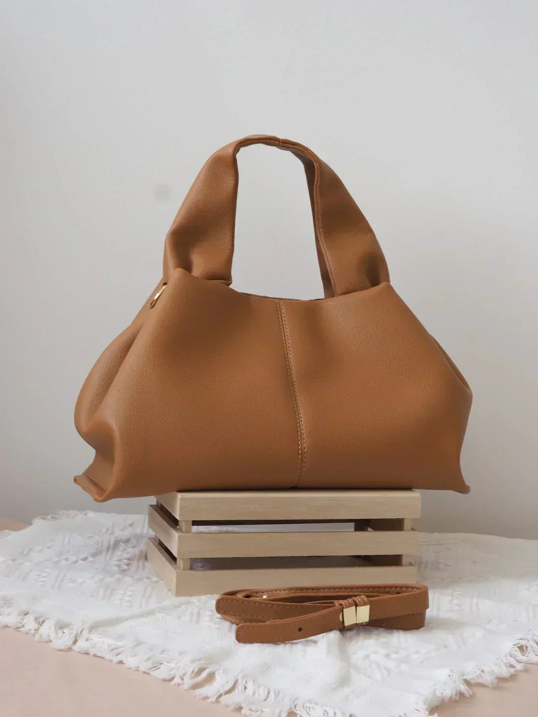 Trapezoid Structured Faux Suede Bag