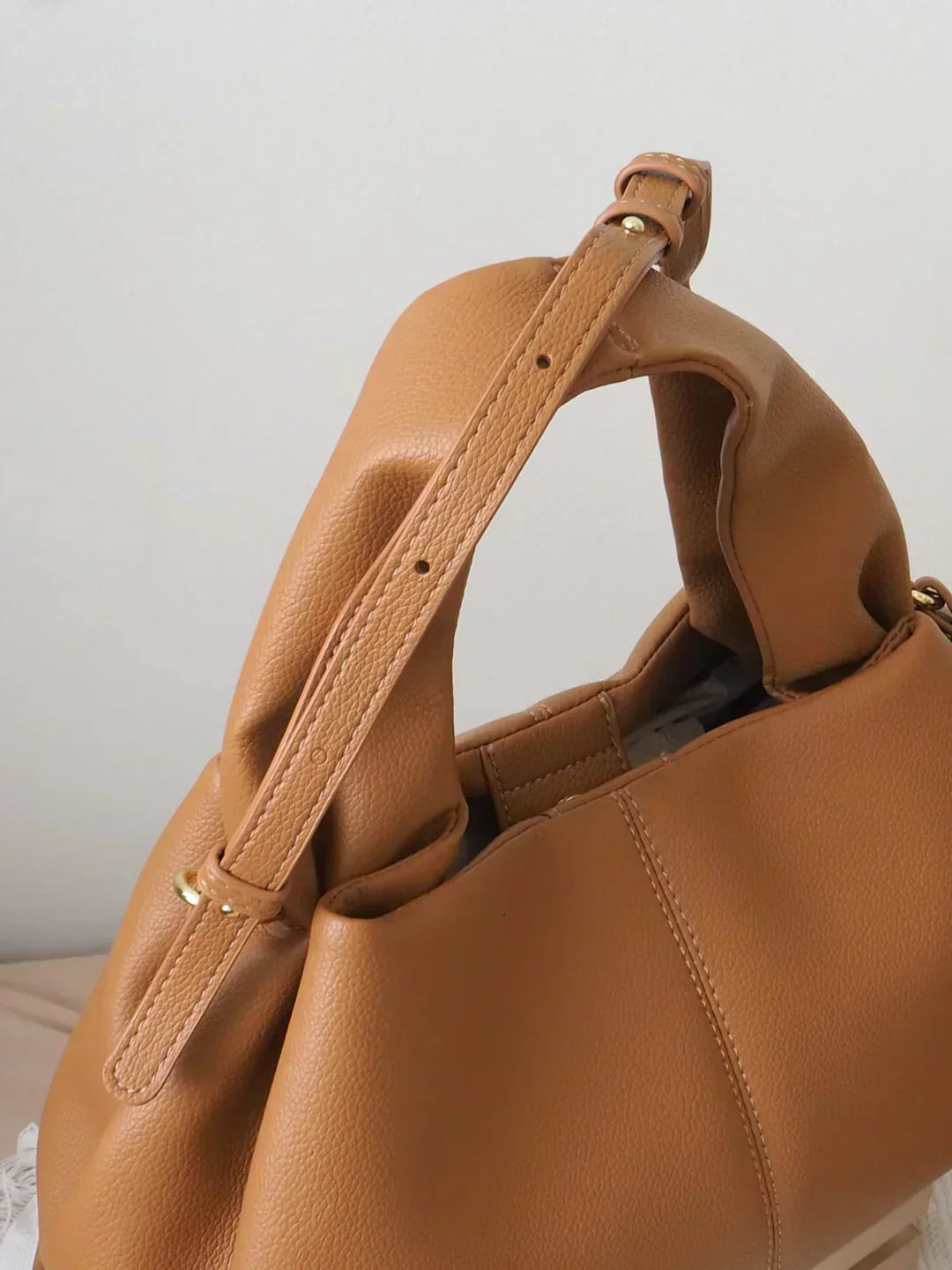 Trapezoid Structured Faux Suede Bag