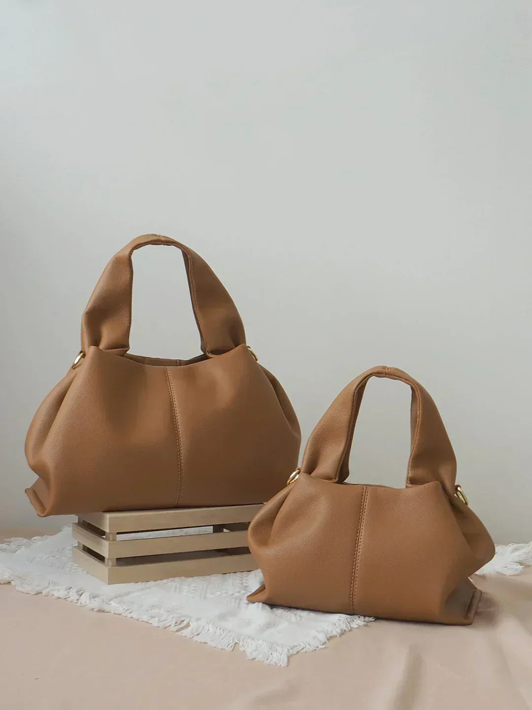 Trapezoid Structured Faux Suede Bag