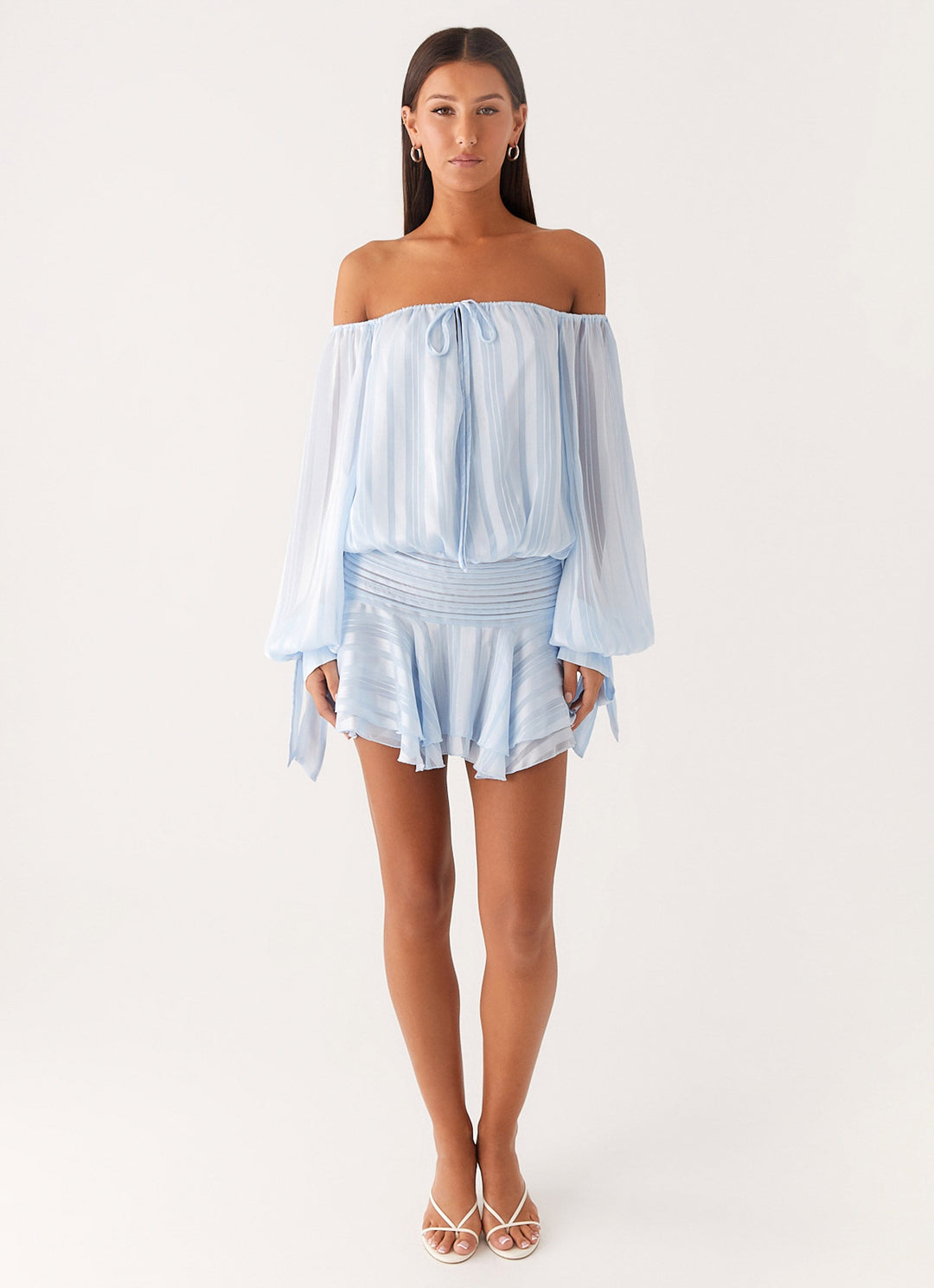 Eira Balloon Sleeve Mini Dress Blue