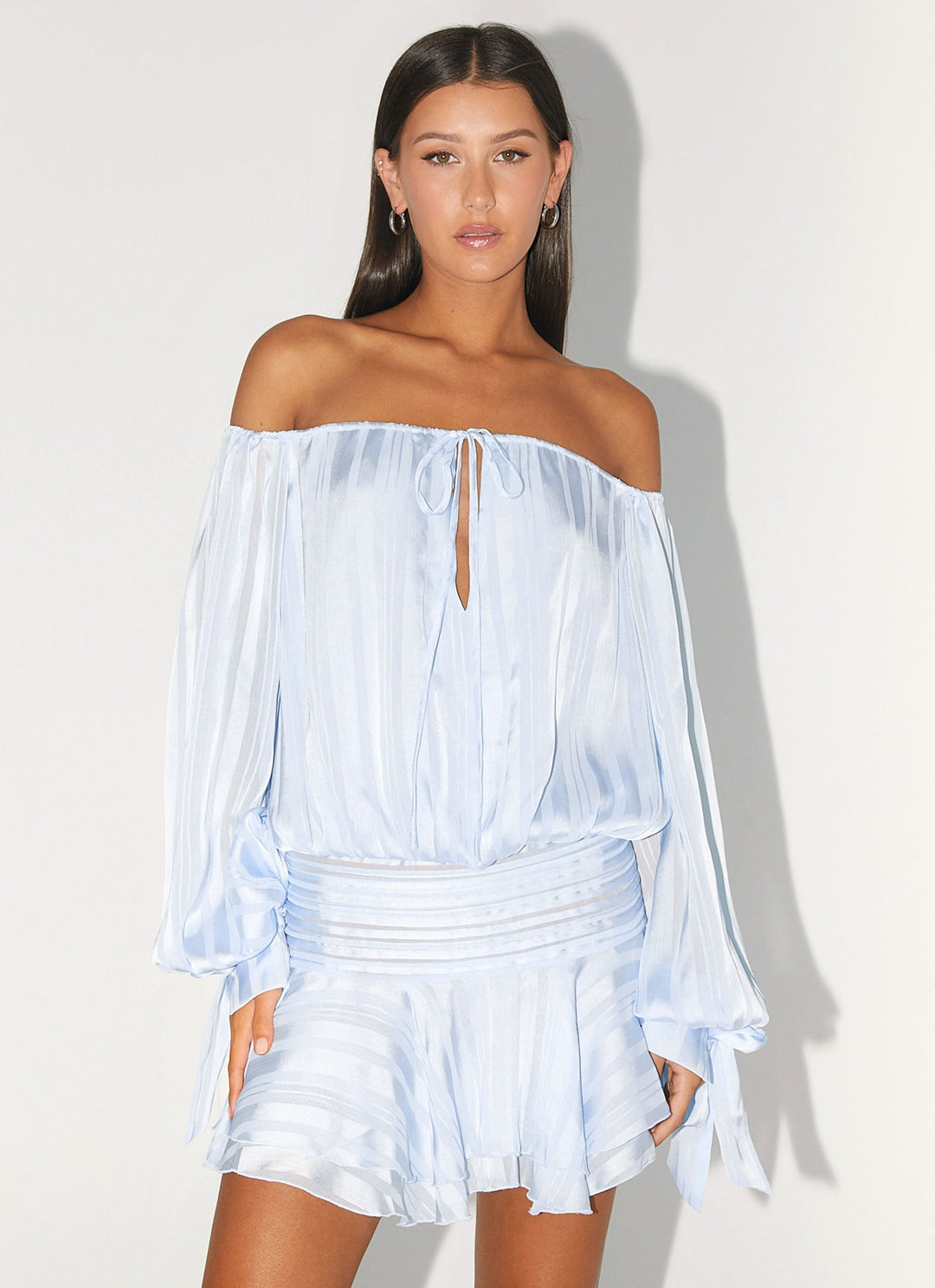 Eira Balloon Sleeve Mini Dress Blue