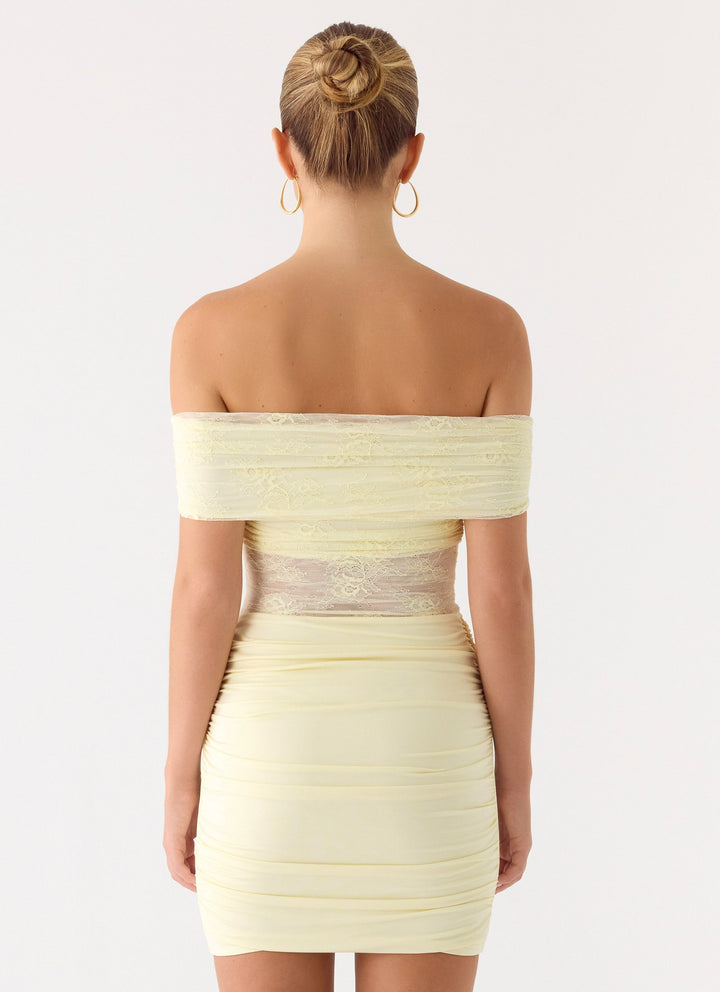 Either Way Off Shoulder Mini Dress Yellow