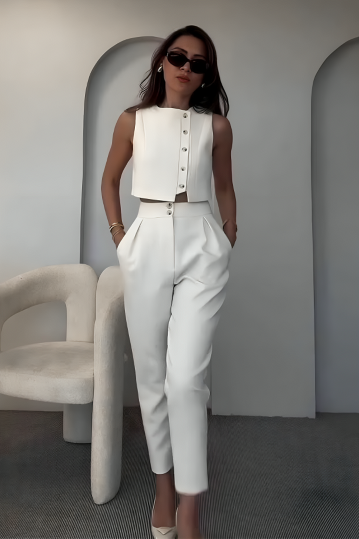 Duttini | Cropped vest and tapered trousers set