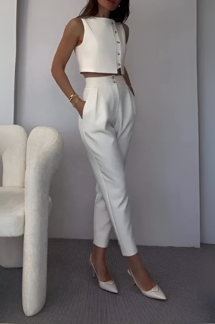 Duttini | Cropped vest and tapered trousers set