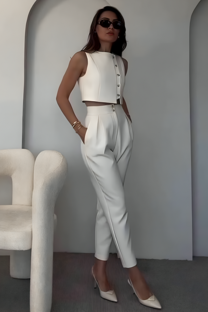 Duttini | Cropped vest and tapered trousers set