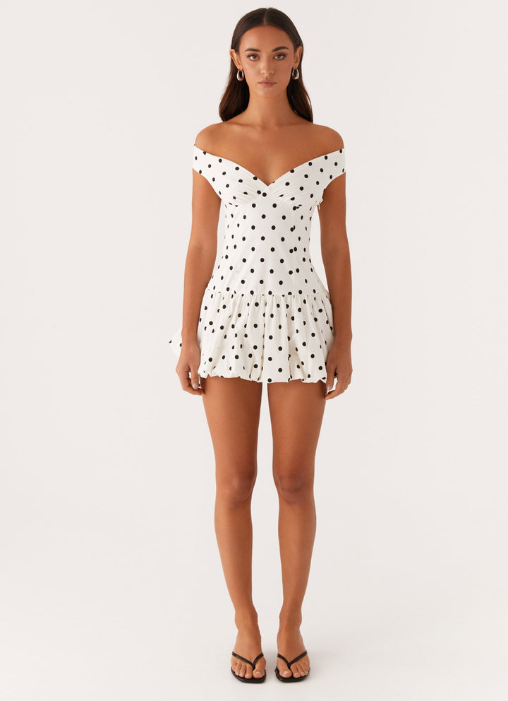 Endless Romance Mini Dress White Polkadot