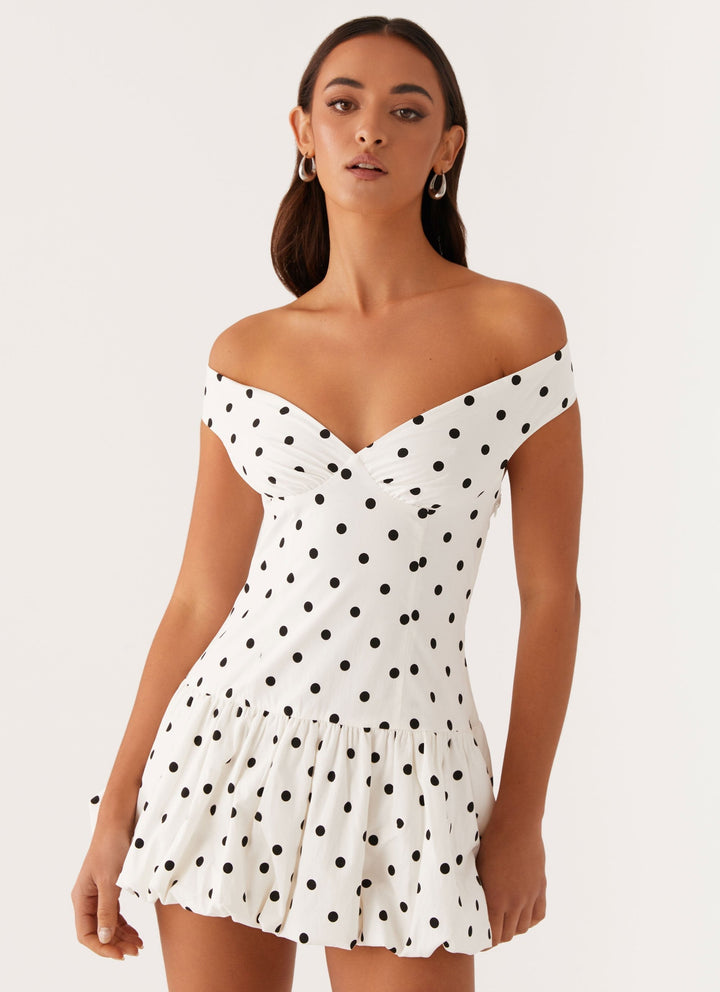 Endless Romance Mini Dress White Polkadot