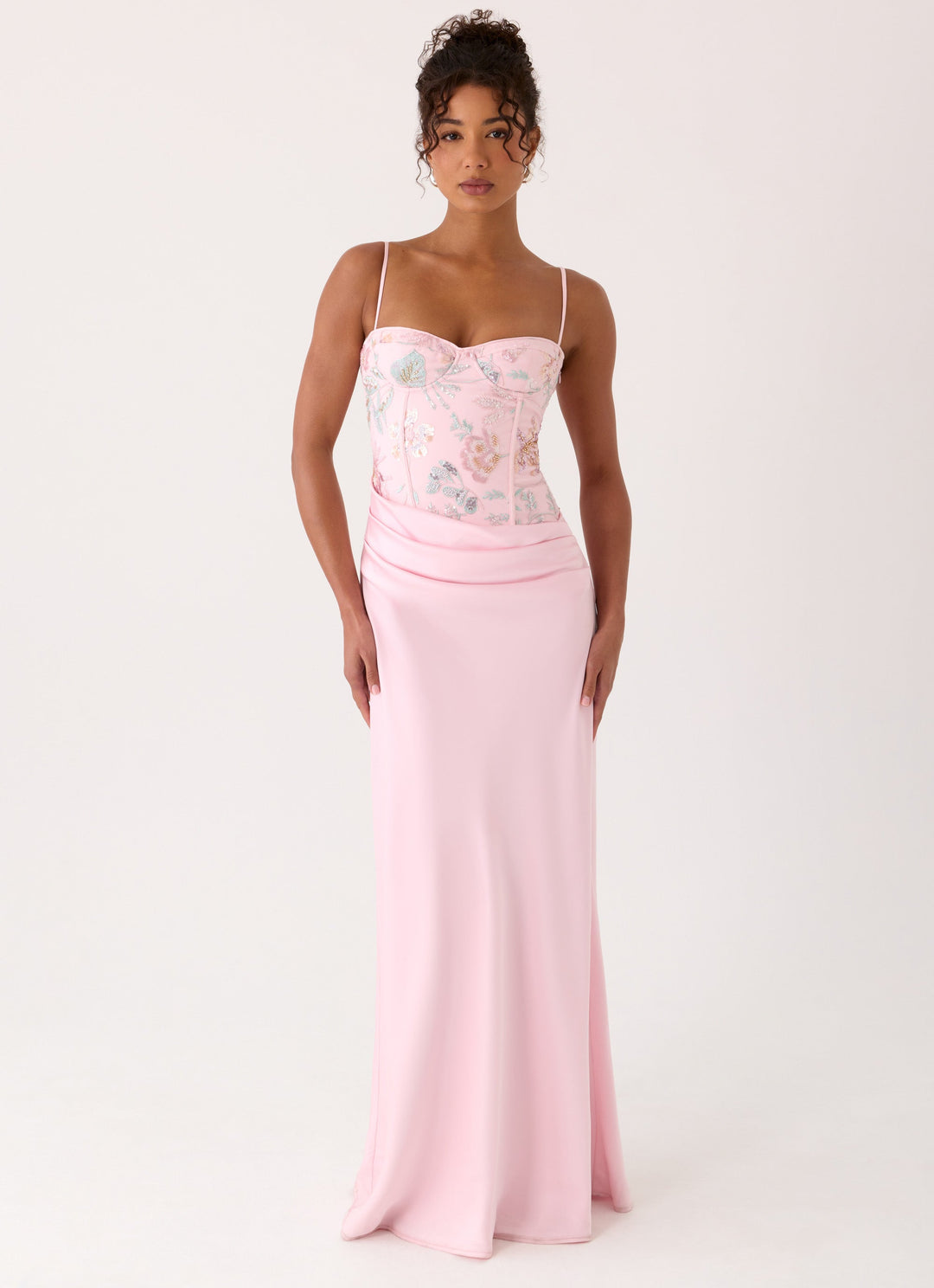 Euphoric Beaded Maxi Dress Pink