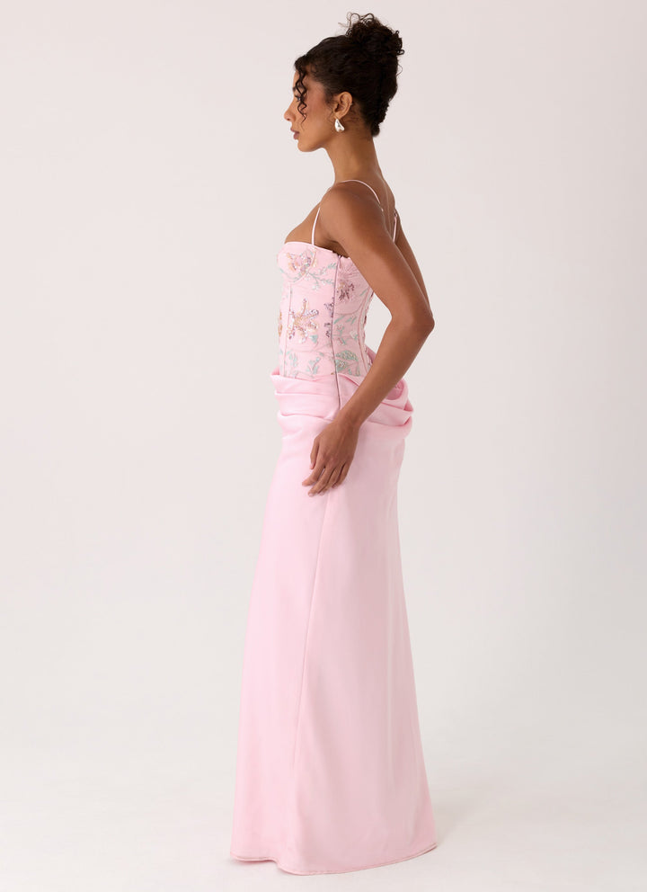 Euphoric Beaded Maxi Dress Pink