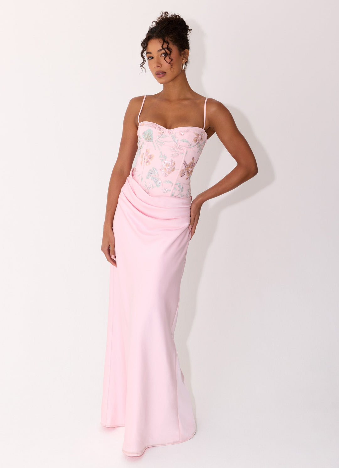 Euphoric Beaded Maxi Dress Pink