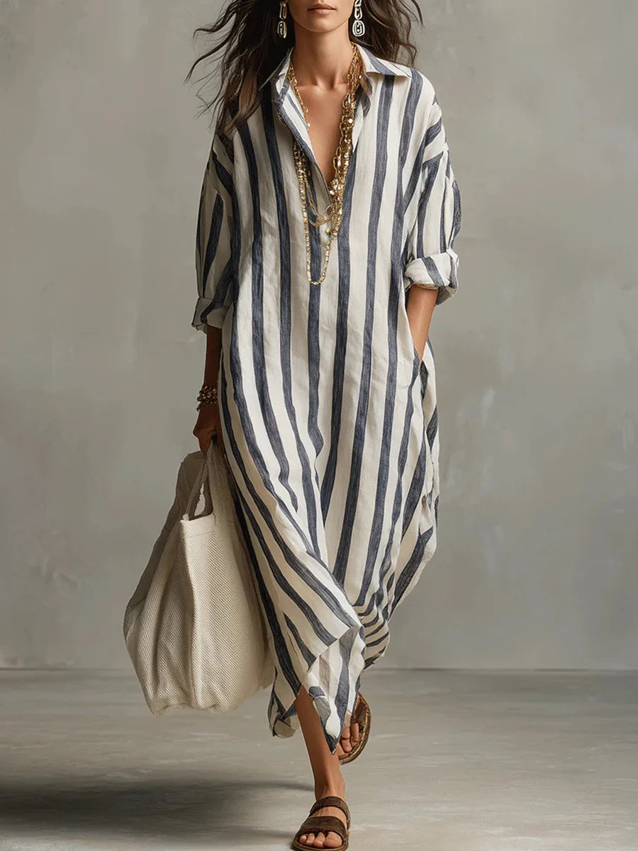 Striped Linen Maxi Dress
