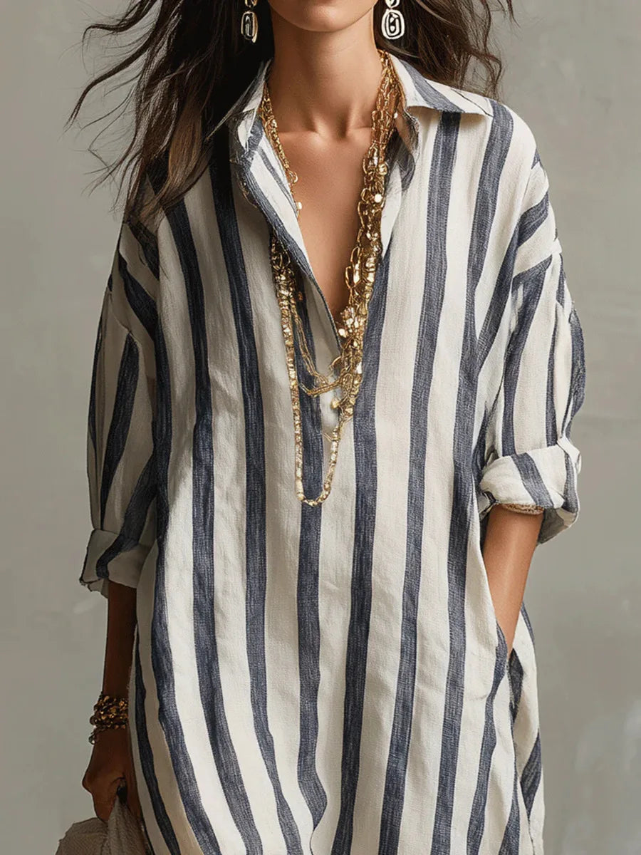 Striped Linen Maxi Dress