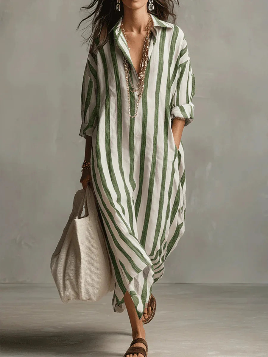 Striped Linen Maxi Dress