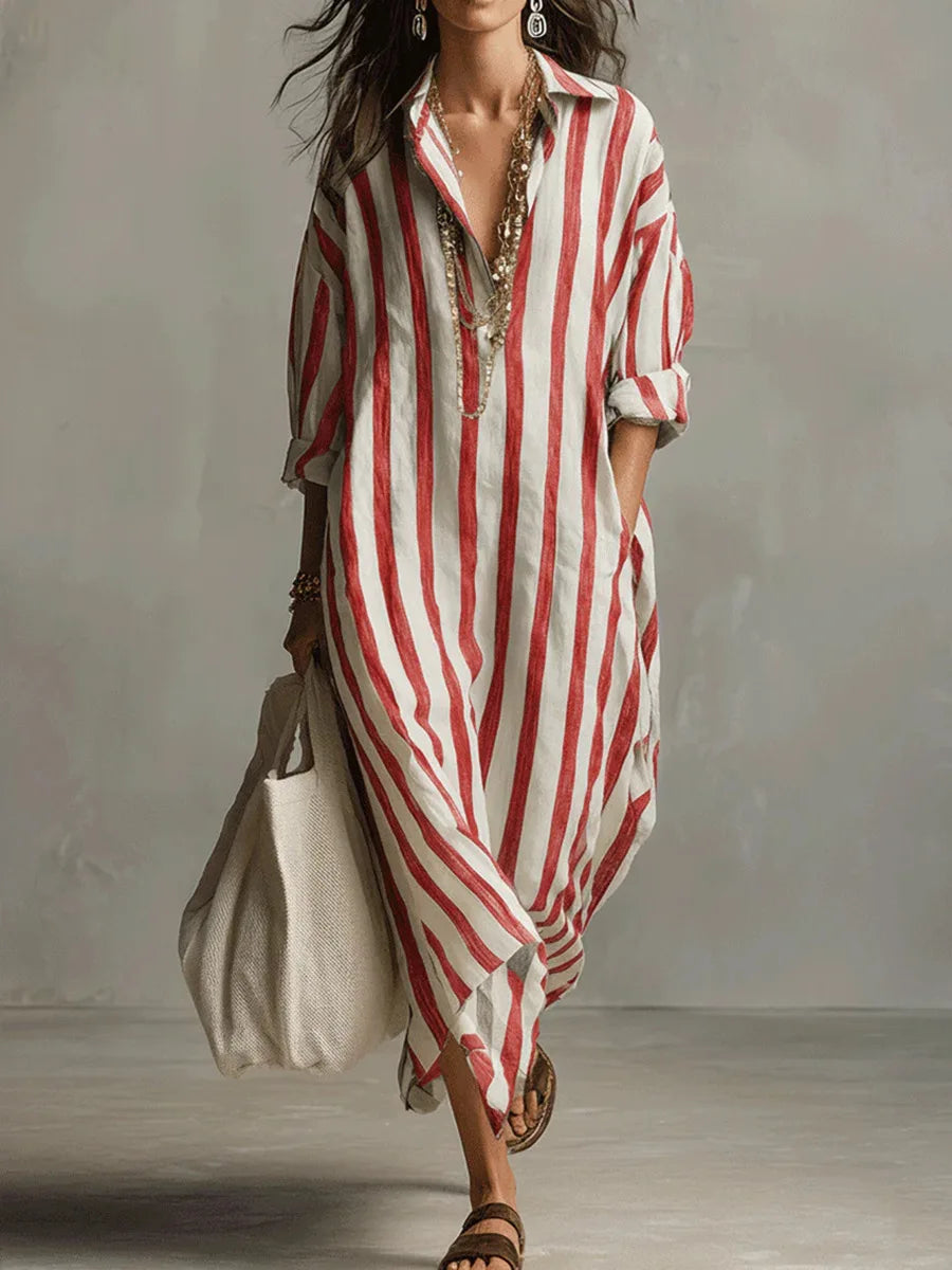 Striped Linen Maxi Dress