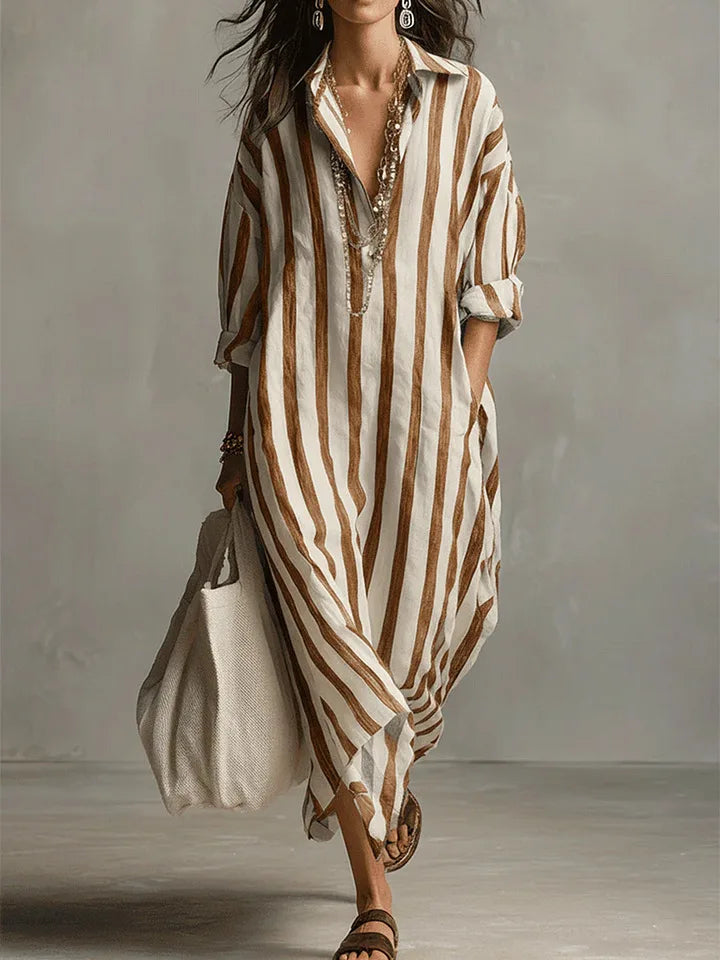 Striped Linen Maxi Dress