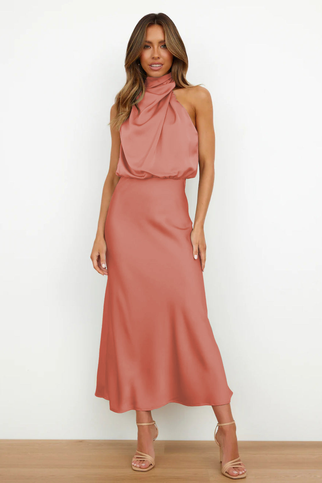 Evening Dress | Elegant Halterneck Plus Size Formal Gown | Flattering Flowing Silhouette