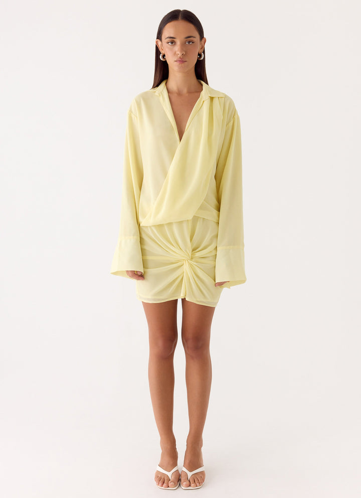 Ferretti Shirt Mini Dress Pale Yellow