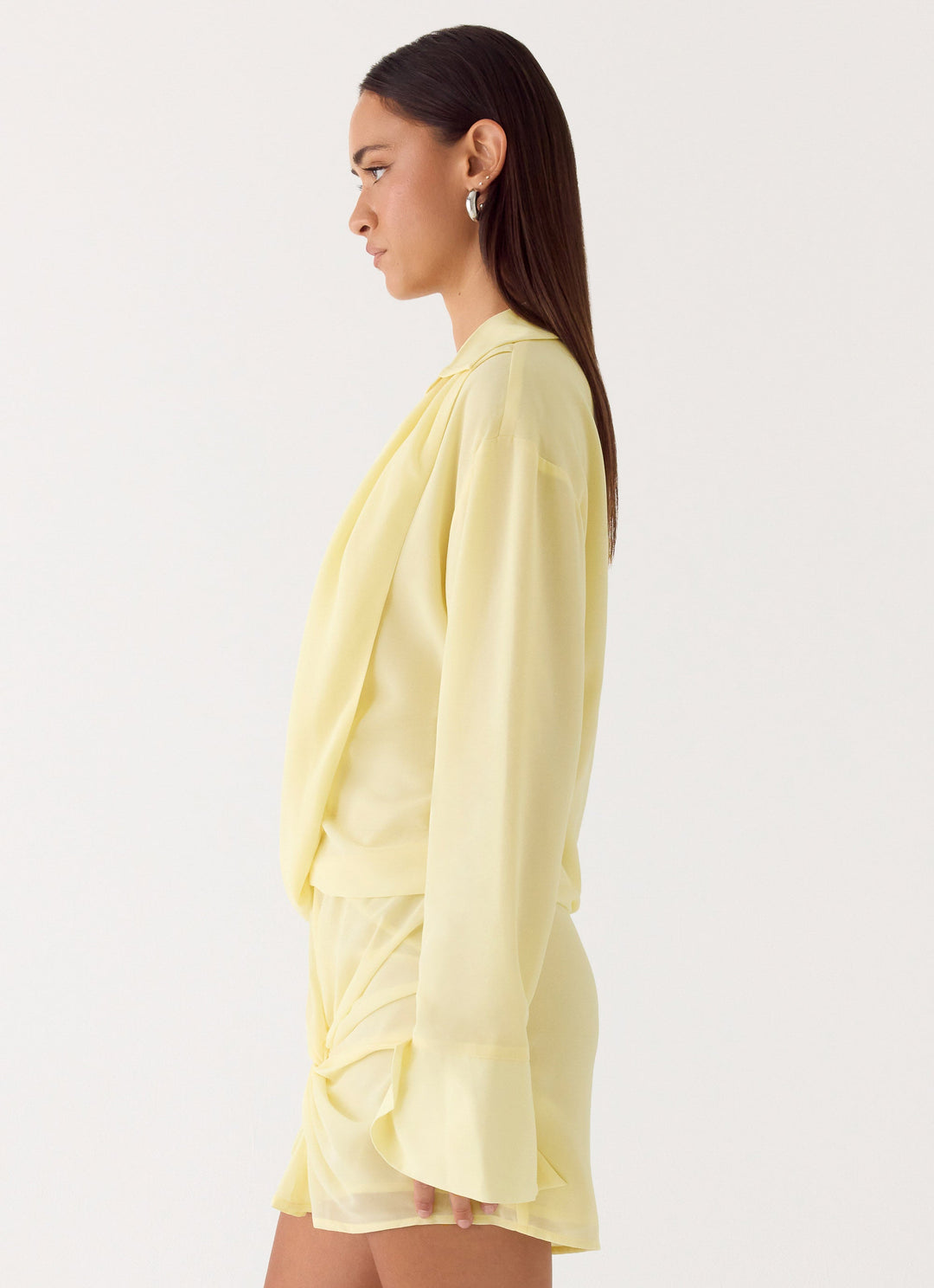 Ferretti Shirt Mini Dress Pale Yellow