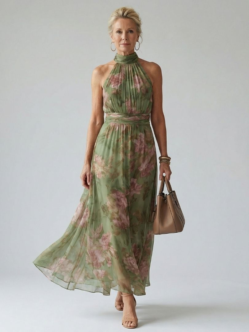Floral Print Midi Dress | Elegant Summer Dress for Wedding Guests and Cocktail Parties