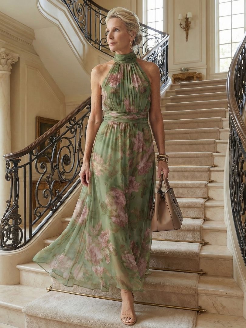 Floral Print Midi Dress | Elegant Summer Dress for Wedding Guests and Cocktail Parties