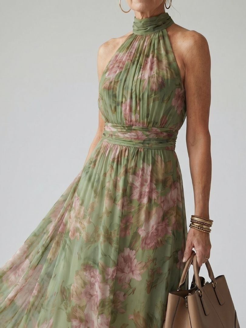 Floral Print Midi Dress | Elegant Summer Dress for Wedding Guests and Cocktail Parties