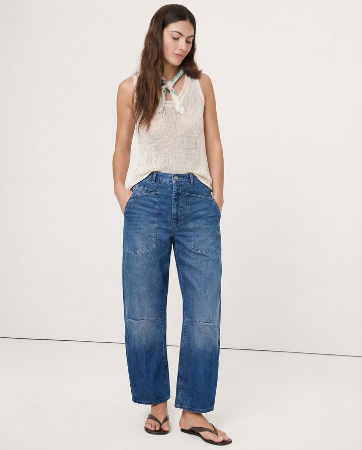 Duttini | Structured Barrel Jeans for Women in Denim