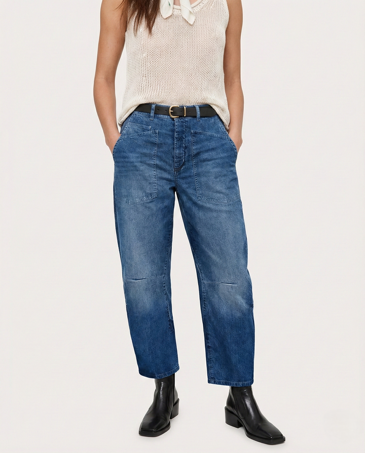 Duttini | Structured Barrel Jeans for Women in Denim