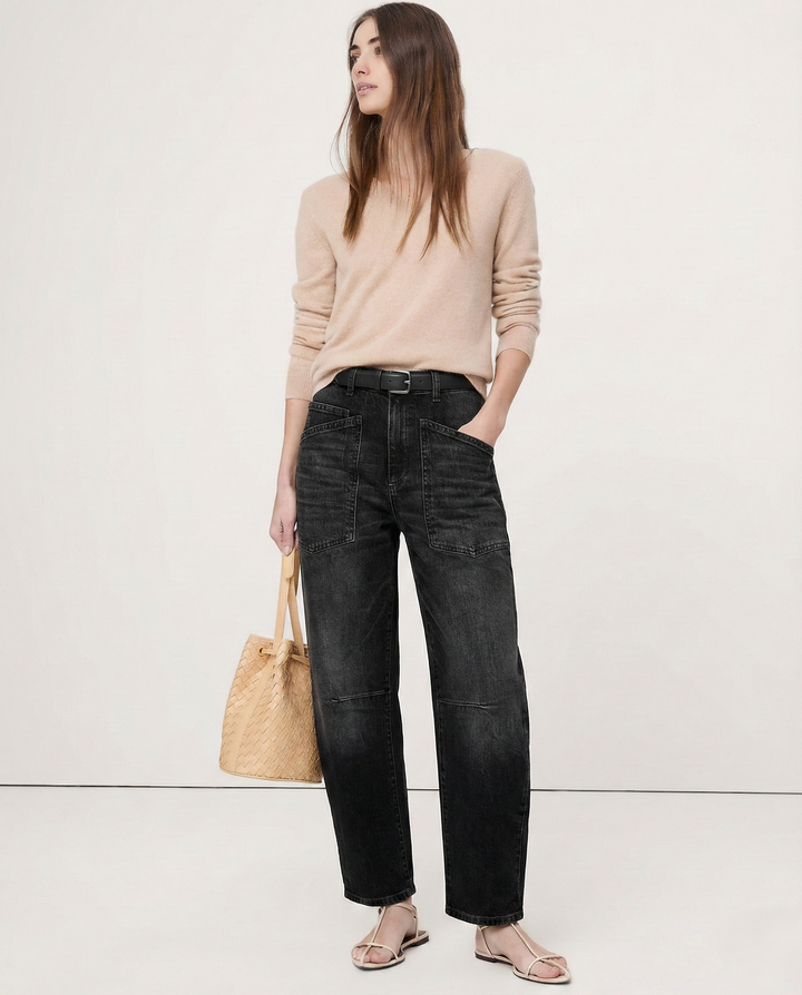 Duttini | Structured Barrel Jeans for Women in Denim