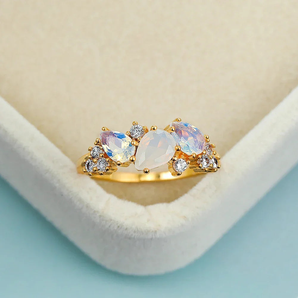 Women's Cubic Zirconia Cascade Ring | Gold-Plated Tarnish-Free Statement Ring